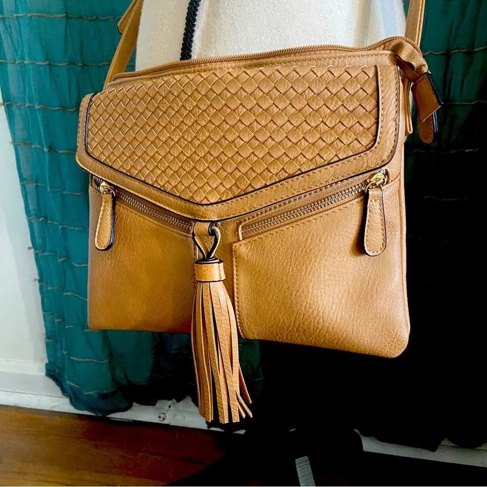 SOLD Faux Leather Fringe Crossbody Bag